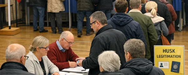 AI-genereret billede fra et afstemningssted til kommunalvalget 2025.