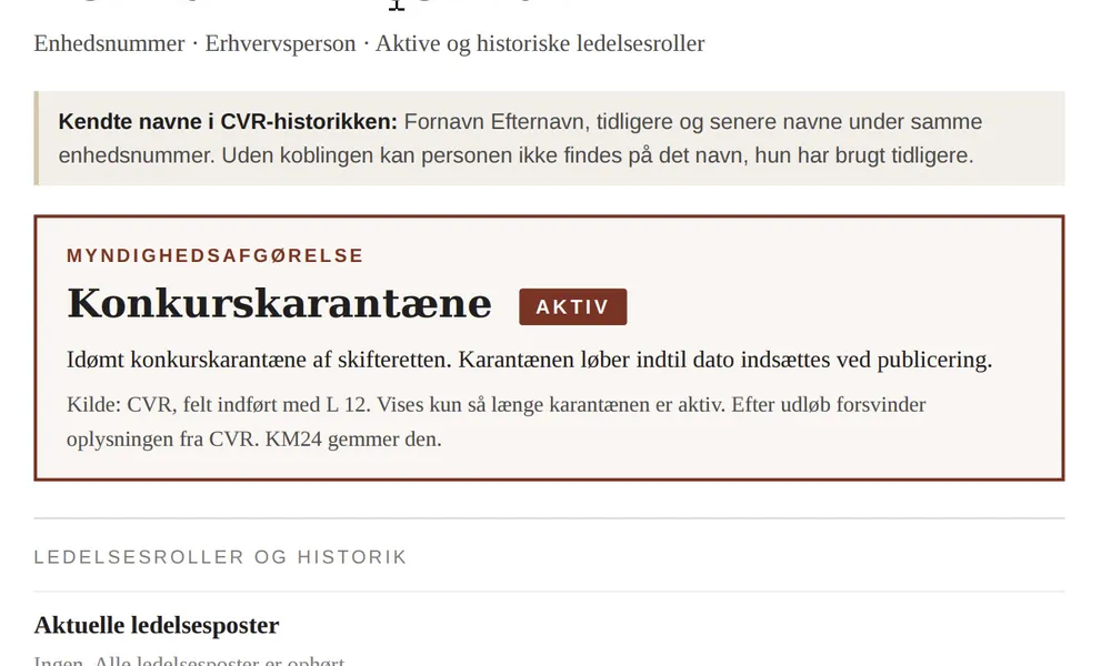 Sådan kan vi vise konkurskarantæne i KM24.