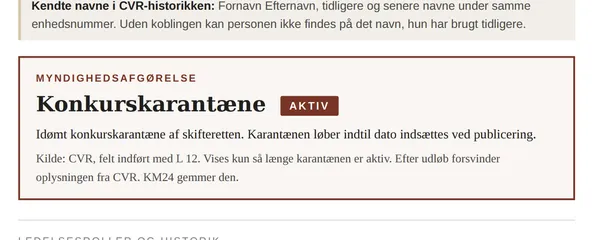 Sådan kan vi vise konkurskarantæne i KM24.